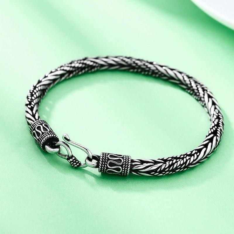 Solid S925 Sterling Silver Chain Men Women 5mm Wheat Link Bracelet 25-26g 7.9in