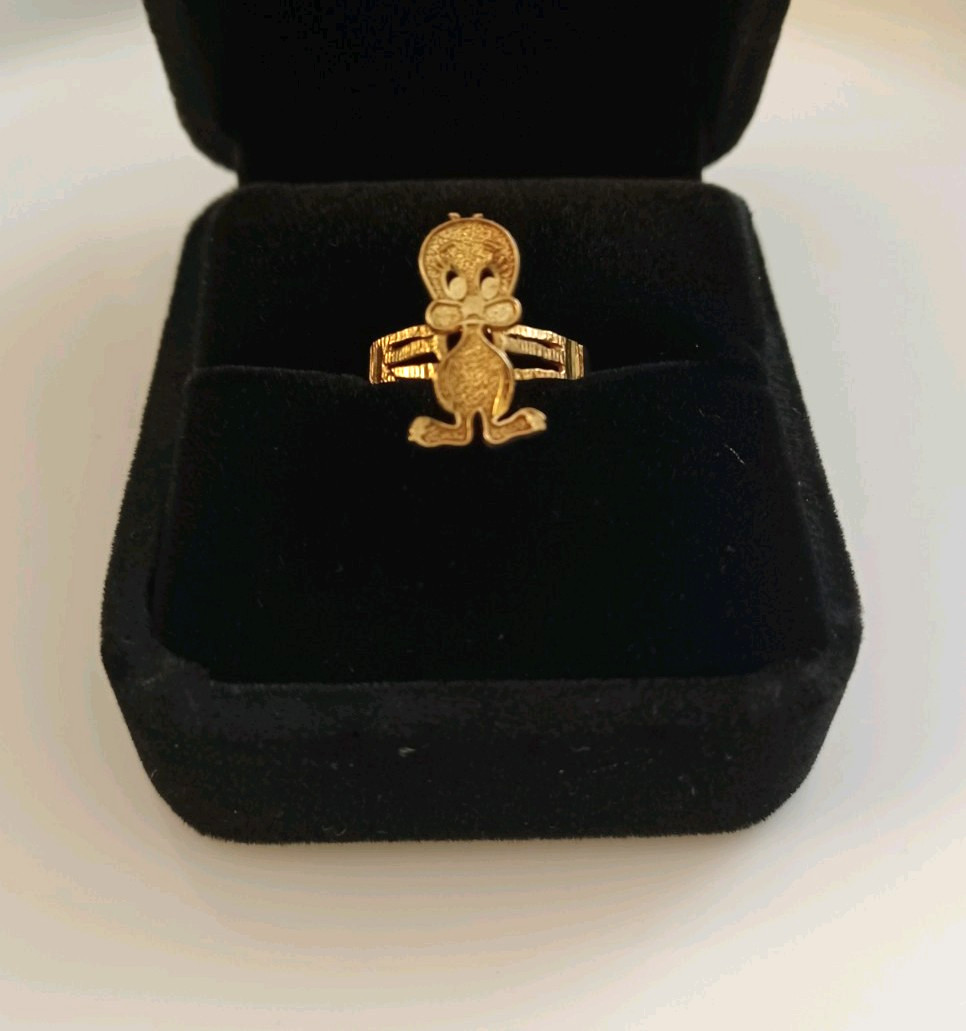 Tweety Bird 10K Solid Yellow Gold Looney Tunes Ring – Size 5