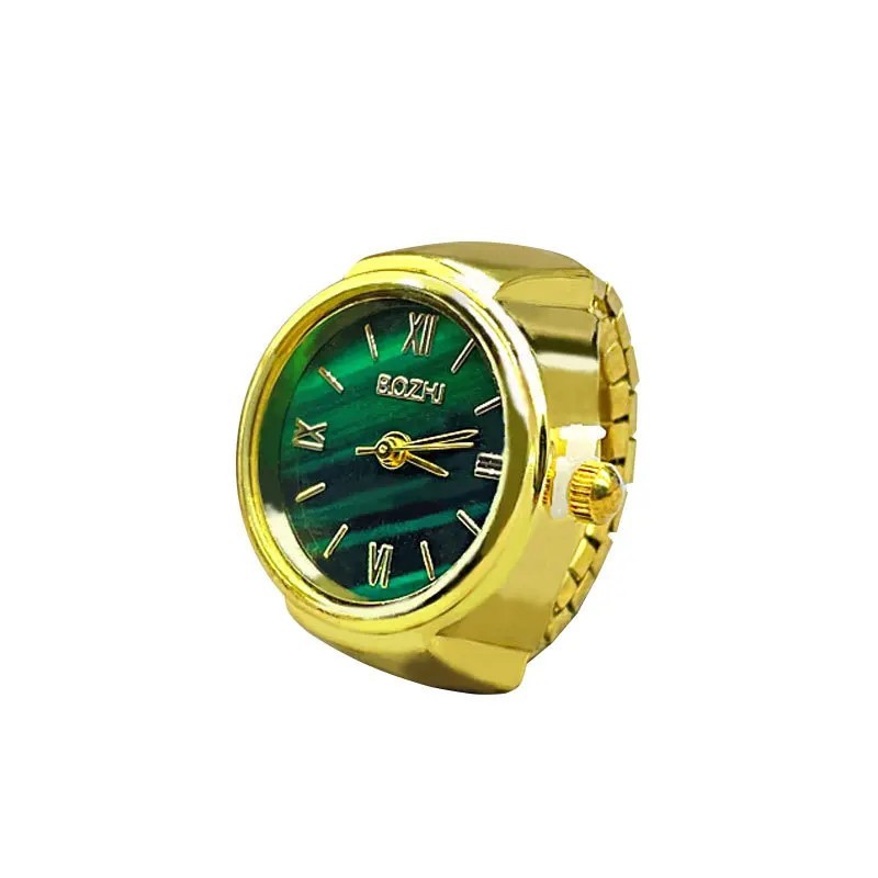 Creative Alloy Shell Finger Ring Watch Green Dial Couple Men Women