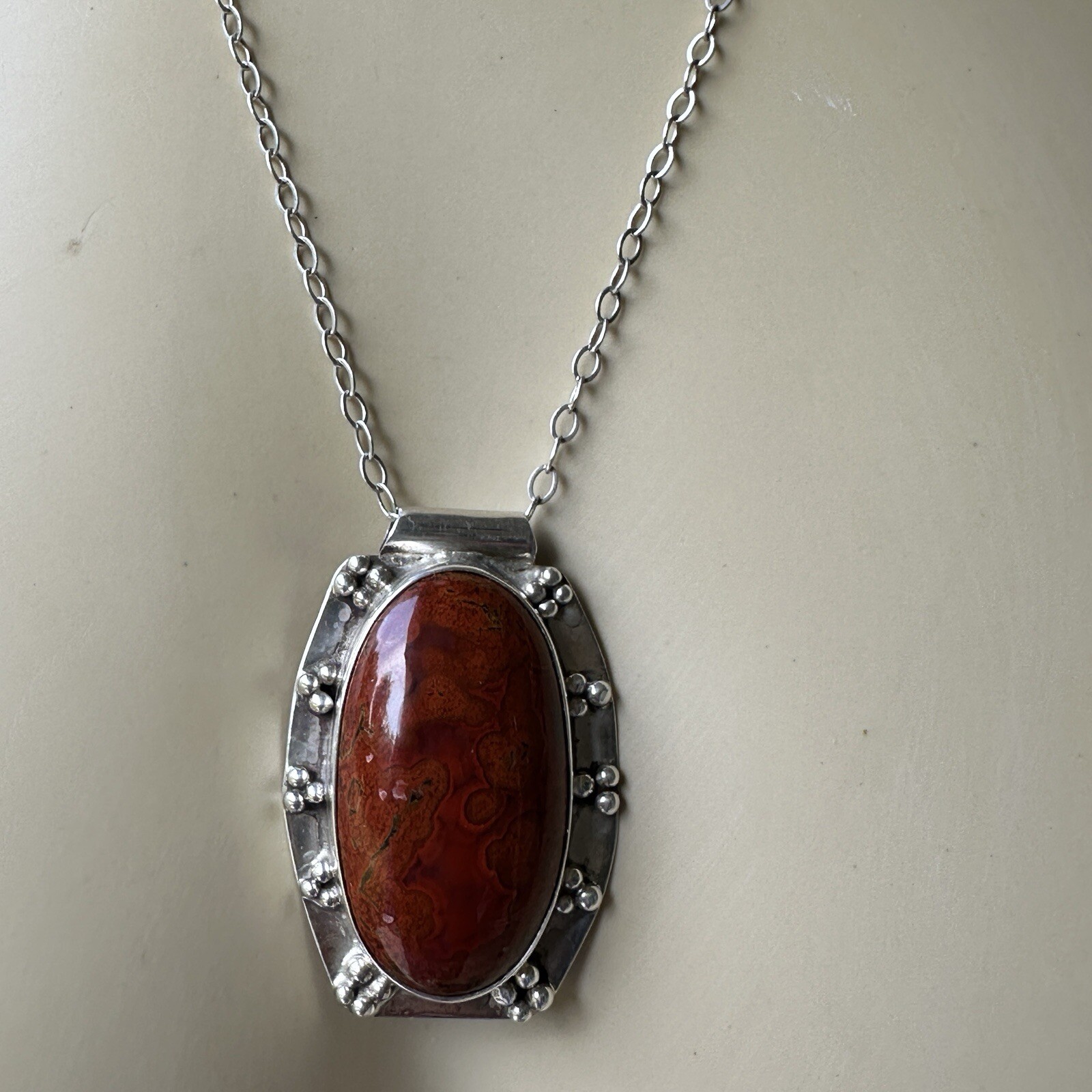 Ray Youmans Pendant Necklace 20 Inch Dino Therapod Gembone Sterling 25.0g USA