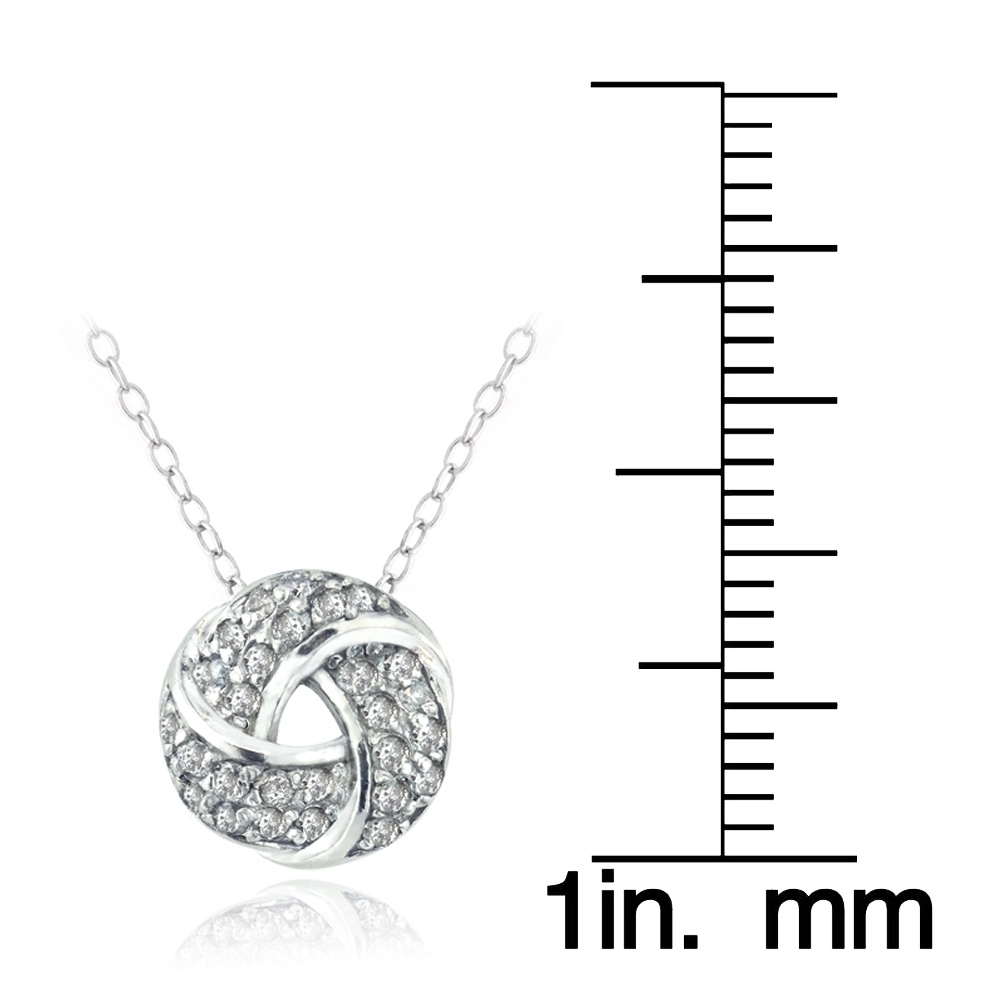 925 Silver 1/4ct TDW Natural Diamond Love Knot Necklace, (H-I, I2)