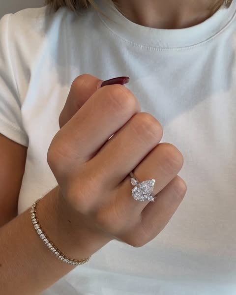 3.25 Ct Pear Cut Lab Grown Diamond Forever Engagement Ring Solid 14K White gold
