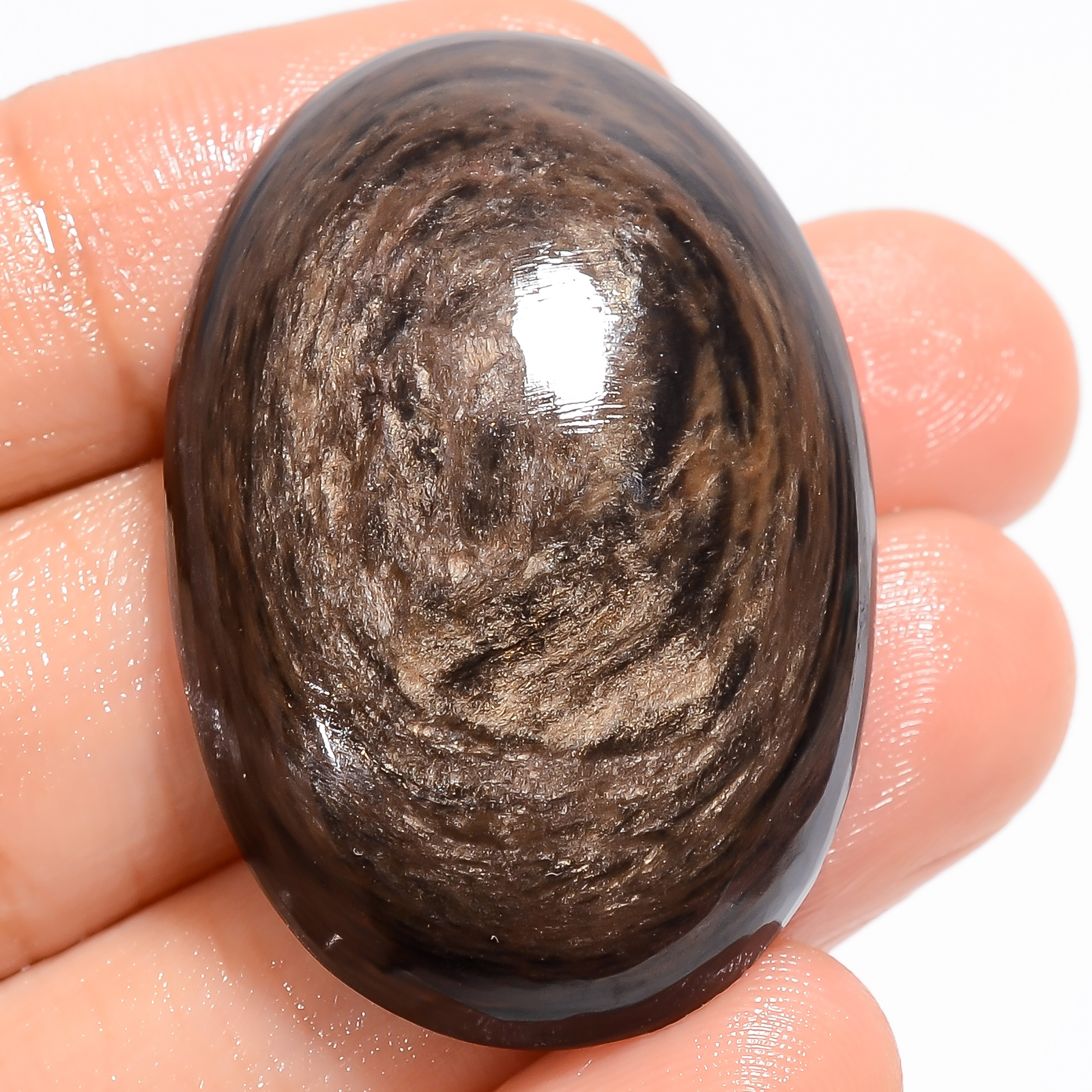 Natural Golden Rainbow Obsidian Oval Cabochon Gemstone 62 Ct 40X25X8 mm EE-48366