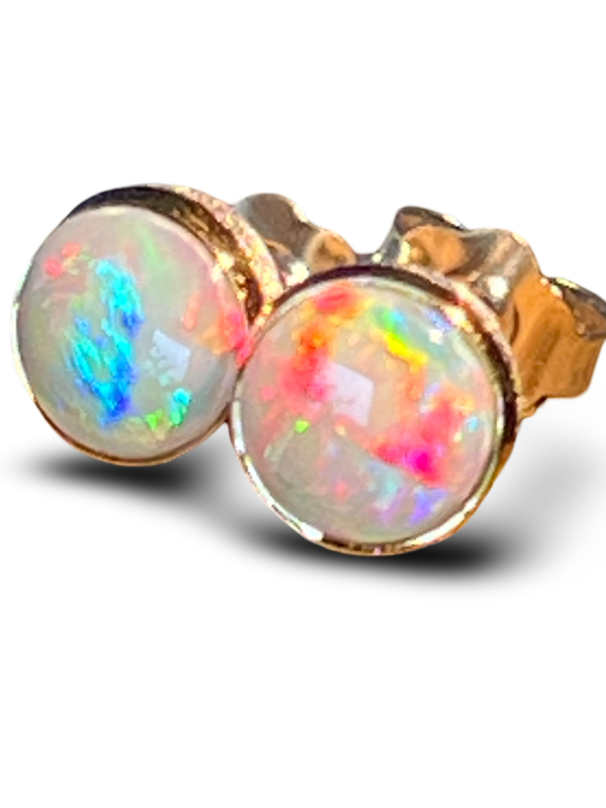 Black Opal Harlequin in 18Kt Gold Vermeil Setting Sterling Silver Stud Earrings