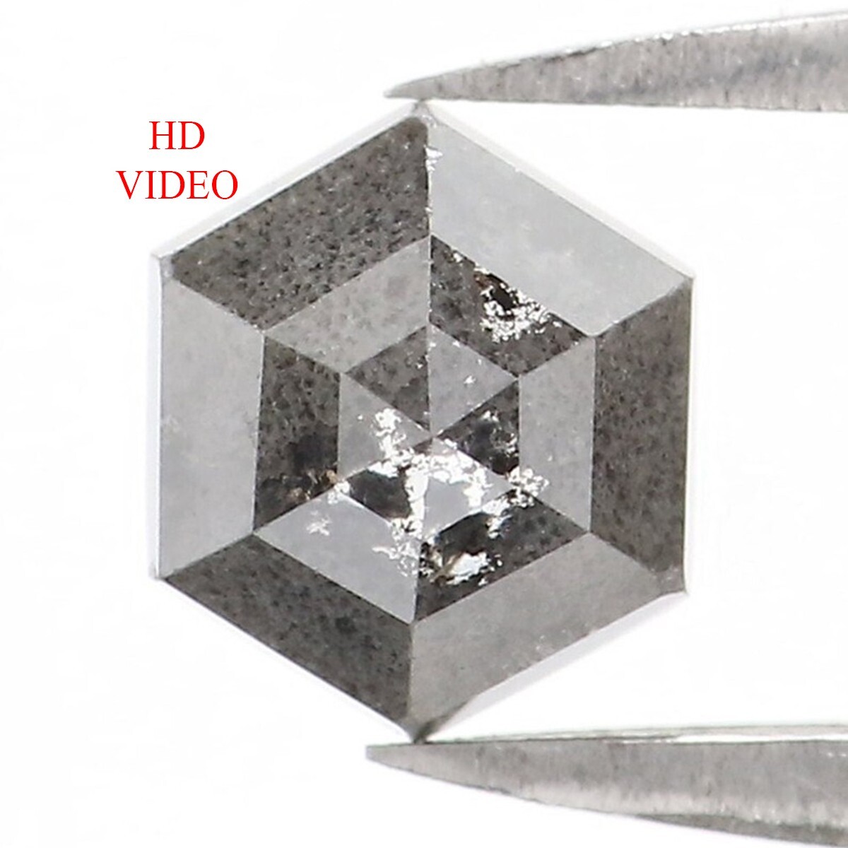1.05 CT Natural Loose Hexagon Cut Diamond 6.40 MM Salt And Pepper Diamond KQ2406
