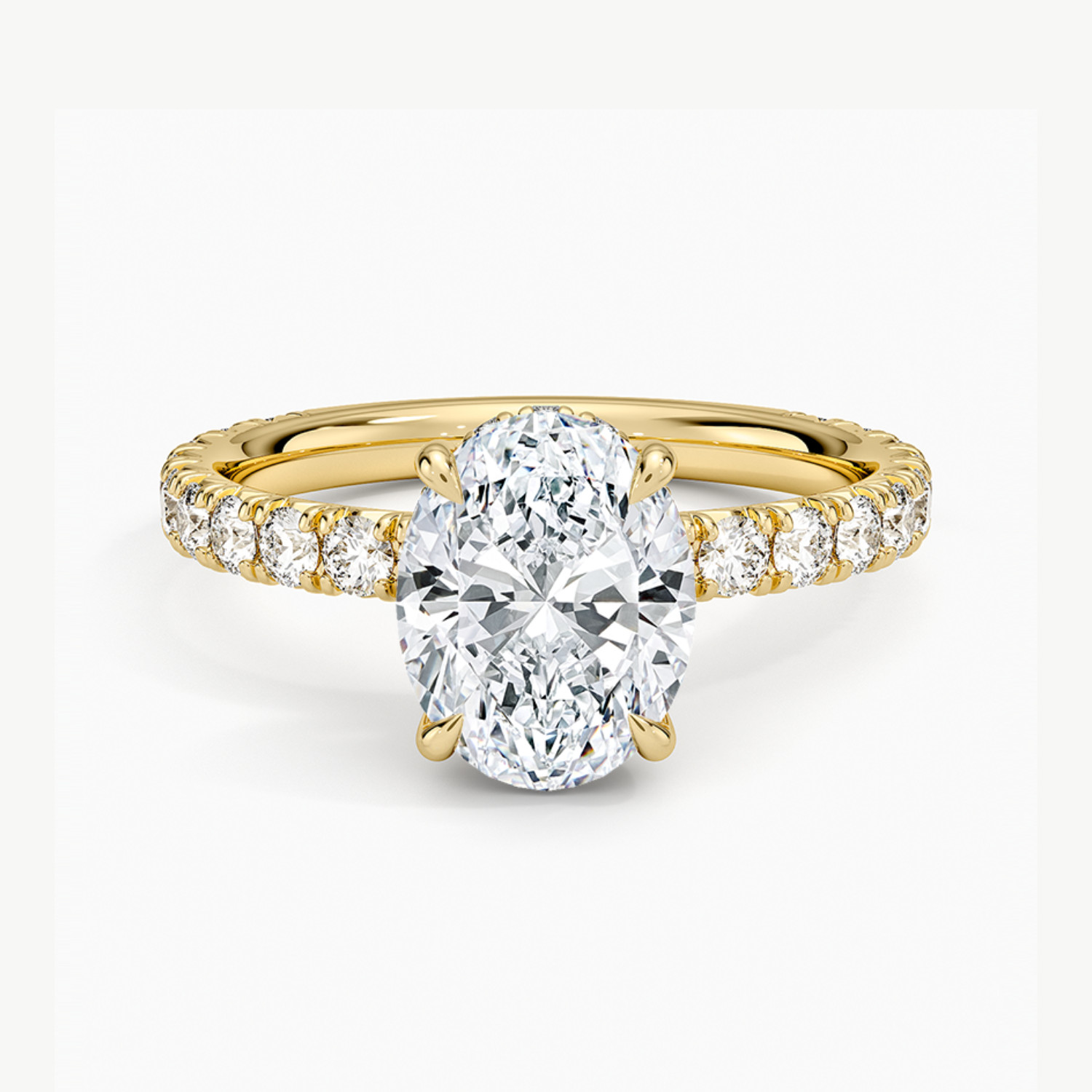 2 Ct Oval Cut Lab Grown Diamond Hidden Halo Engagement Ring 14k Yellow Gold