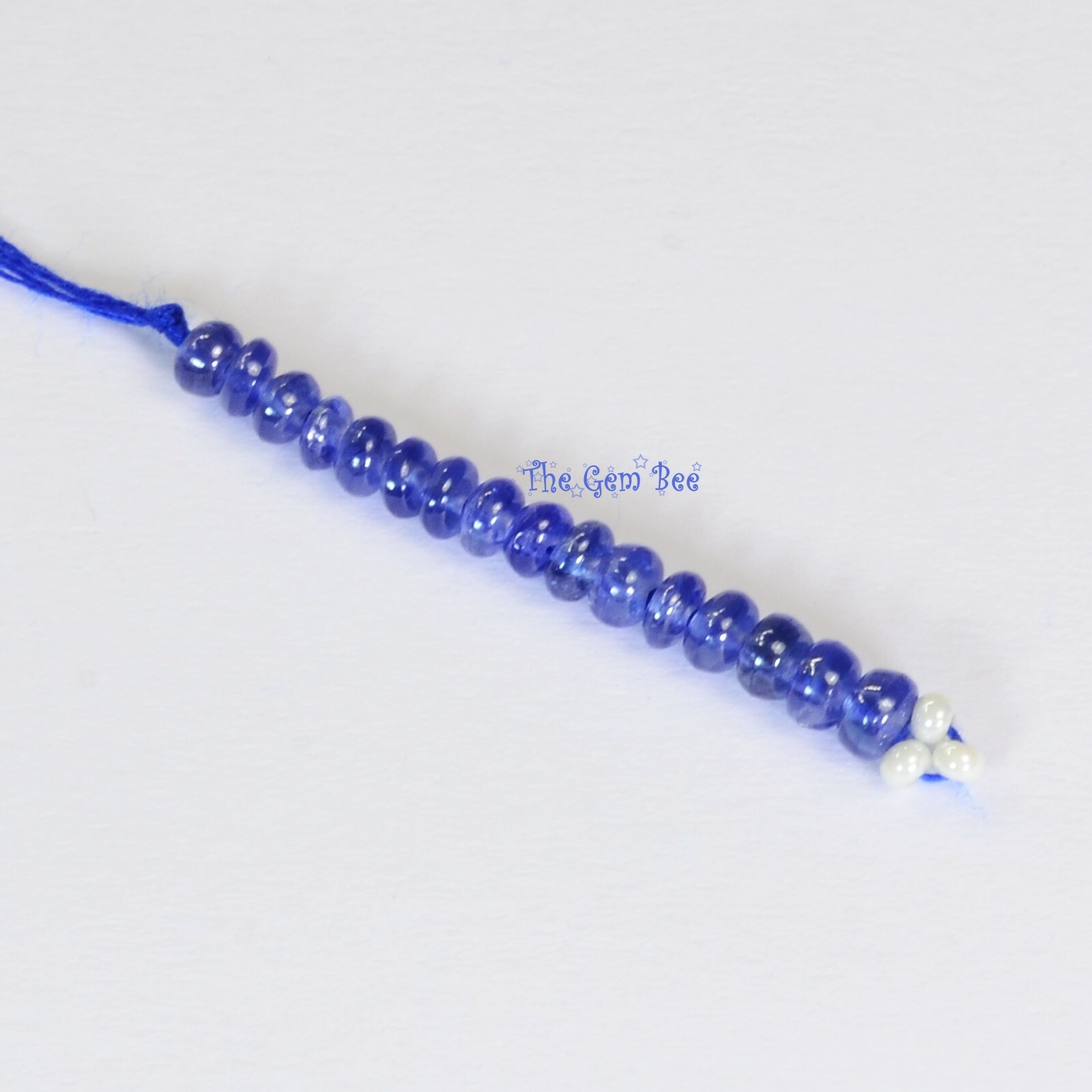 2.4mm-2.8mm Unheated Burmese Gem Royal Blue Sapphire Smooth Rondelle Beads 1″