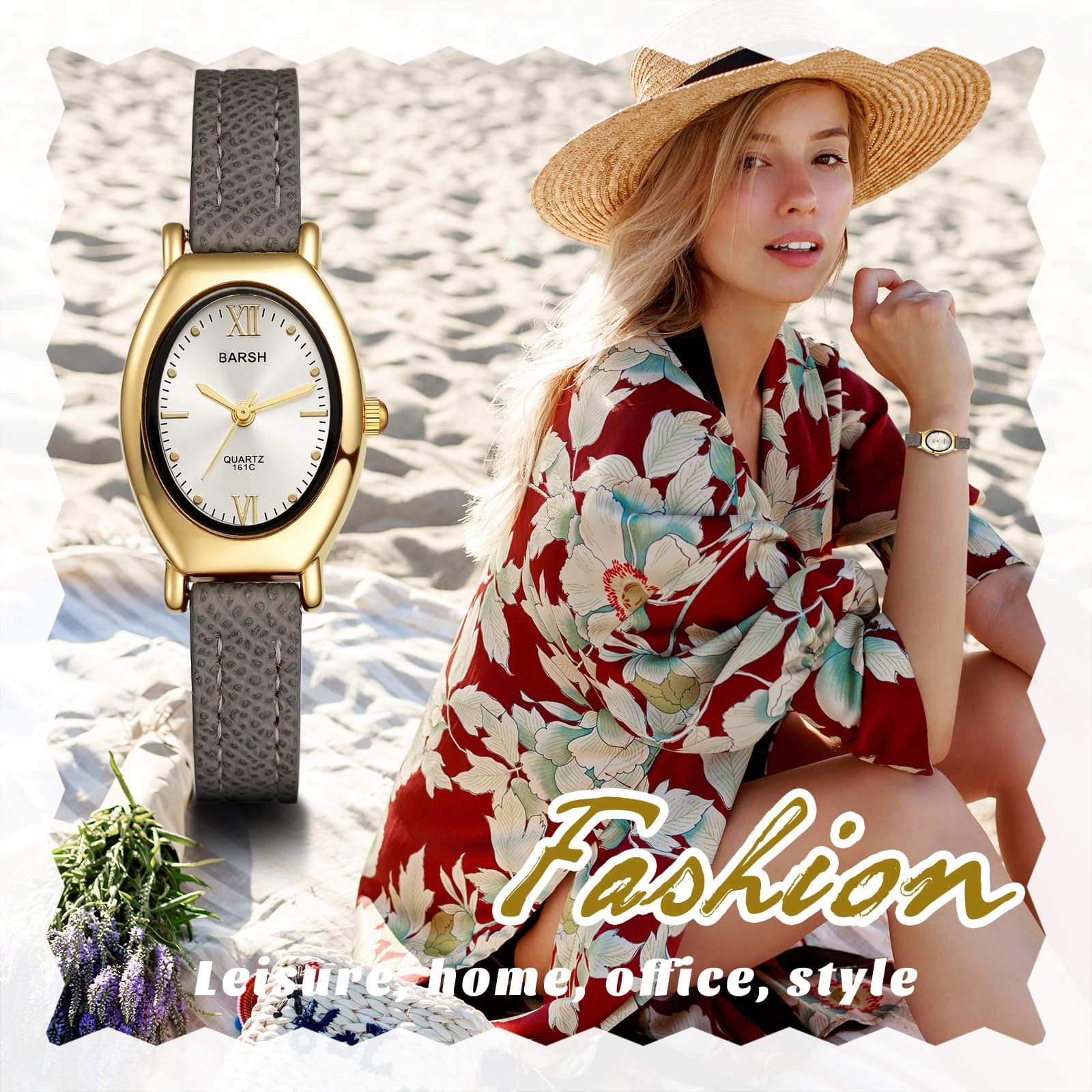 Women’s Oval PU Leather Band Dot Dial Wrist Watch for Casual Everyday Fashion