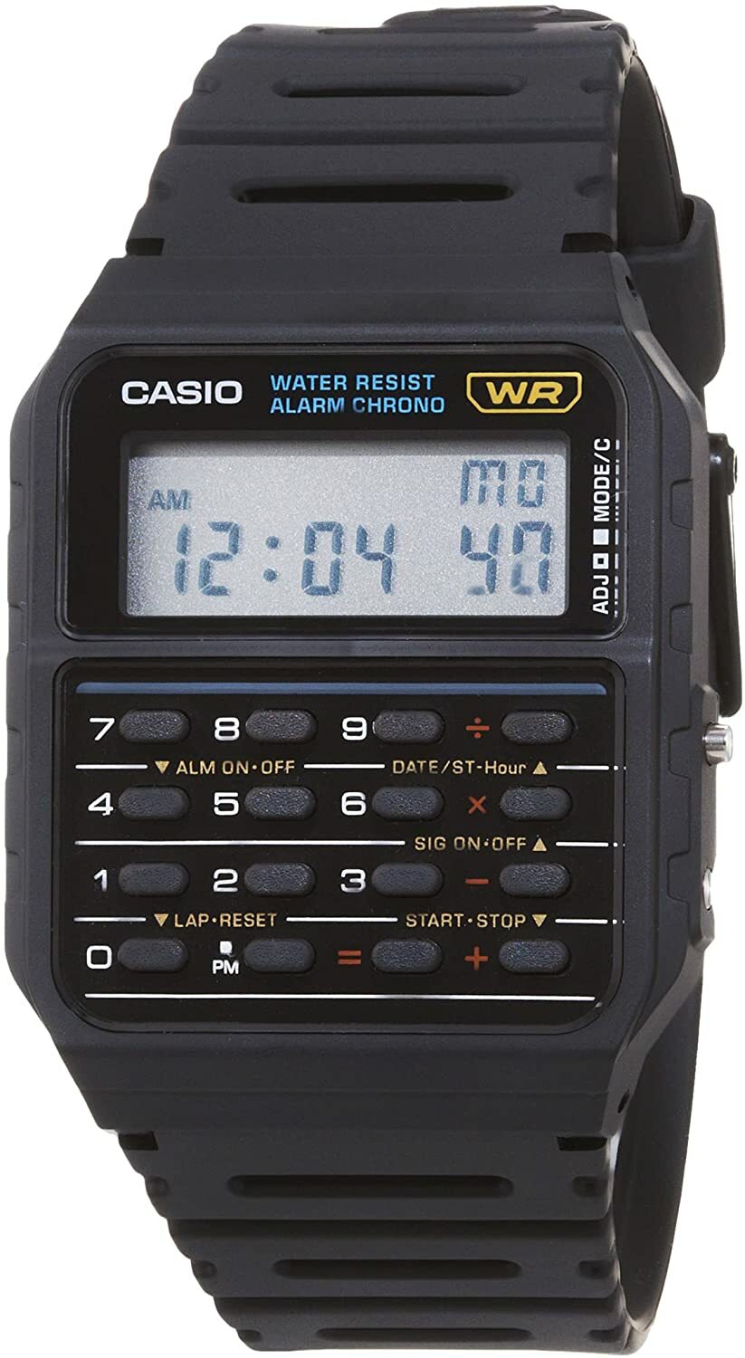 Casio CA53W-1, 8-Digit Calculator Watch, Resin Strap, Alarm, Chronograph