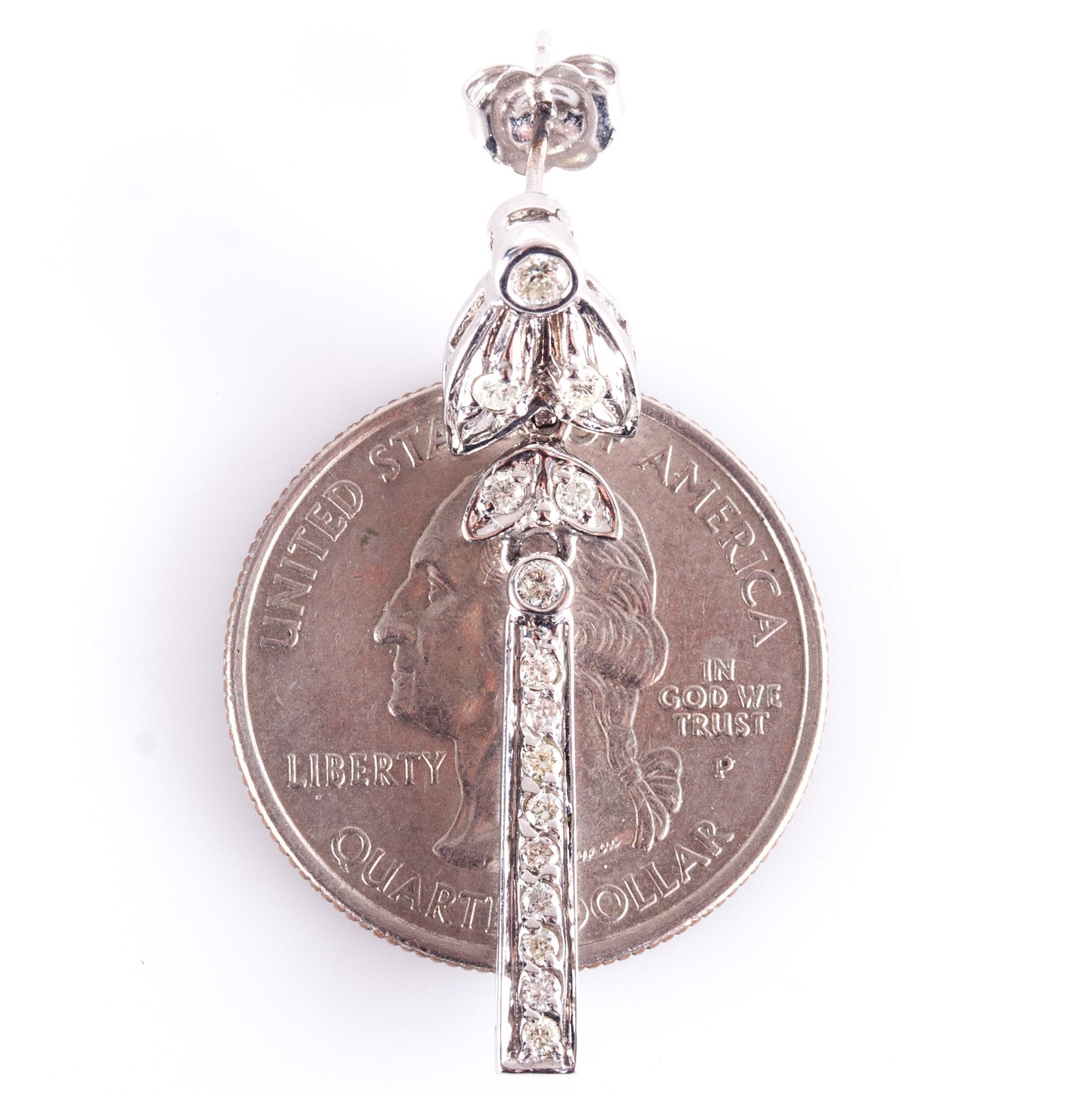 14k White Gold Round H-I SI1-SI2 Diamond Dangle Earrings .49ctw 4.98g
