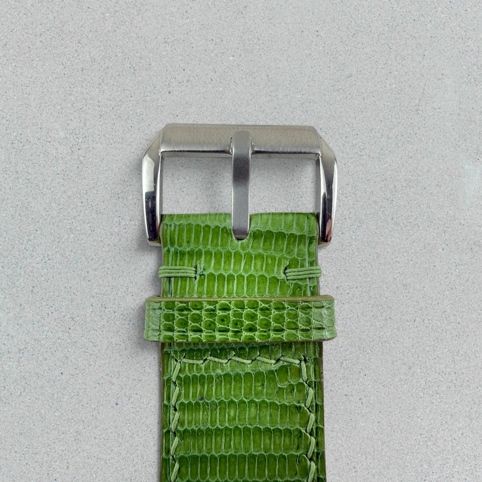 Genuine Lizard Leather Watch Band Strap 22 mm Green Handmade 316L Buckle