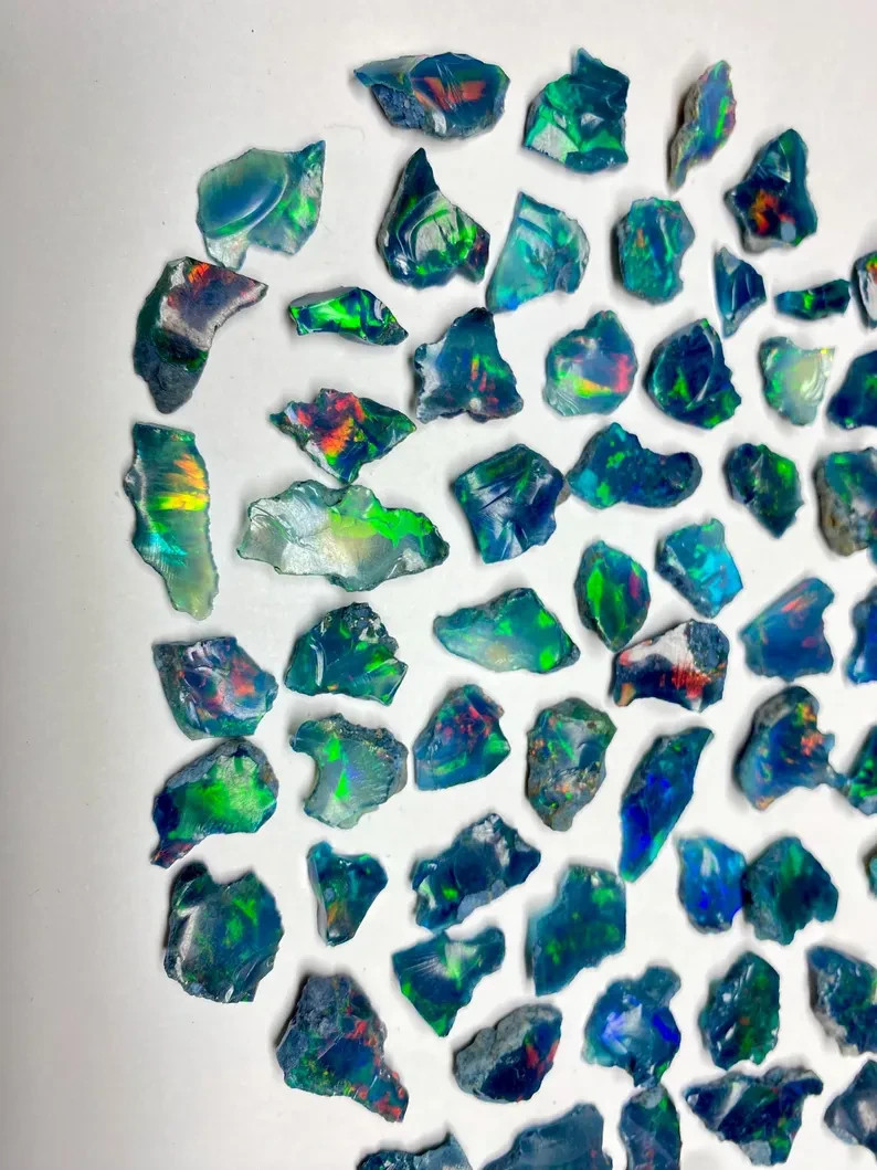 100 Cts Natural Ethiopian Black Opal Rough Welo Opal Multi Fire Raw Gemstones