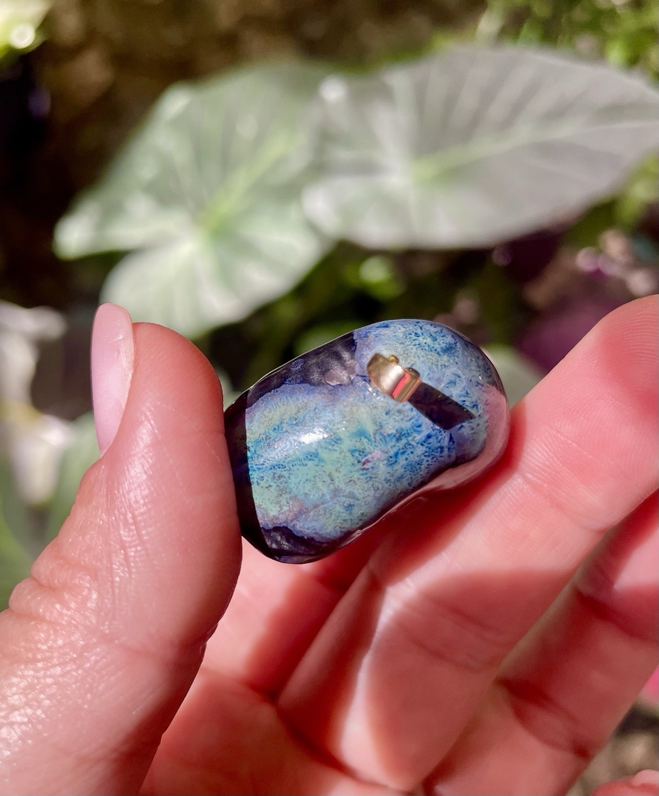 Handmade Ceramic Pendant Jewelry. Unique piece. Deep blue