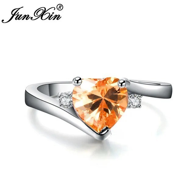 Elegant Heart Silver Filled Women Wedding Ring Birthstone Ring Sz 6-11