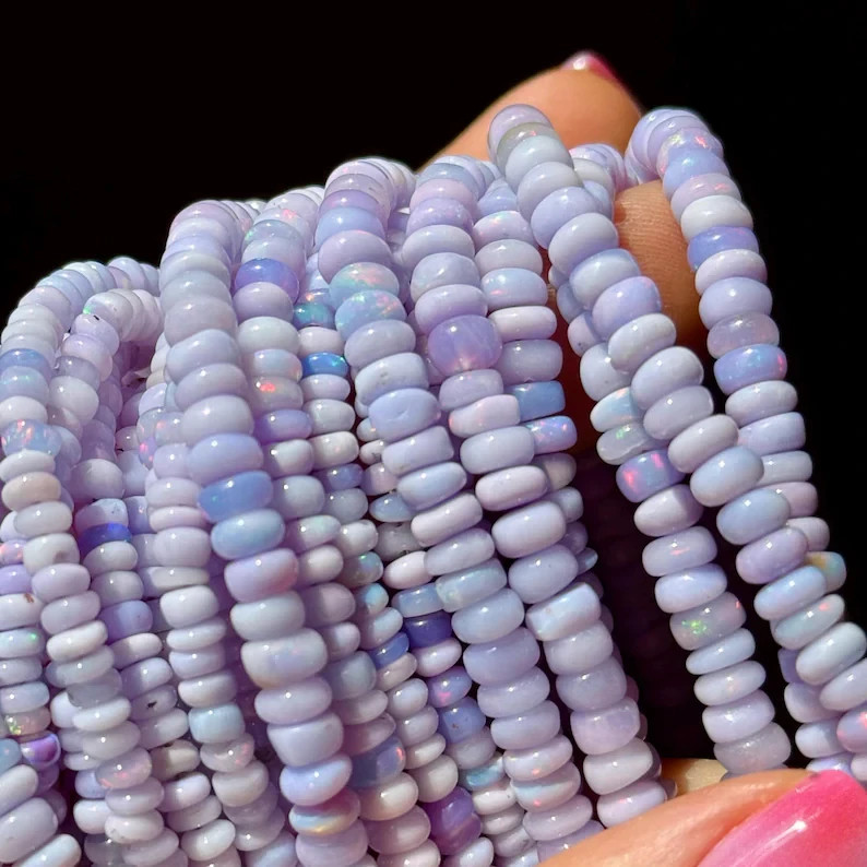 Lilac Ethiopian Opal Beads, 3mm to 4mm, Lilac Opal Strand, Lavender Opal