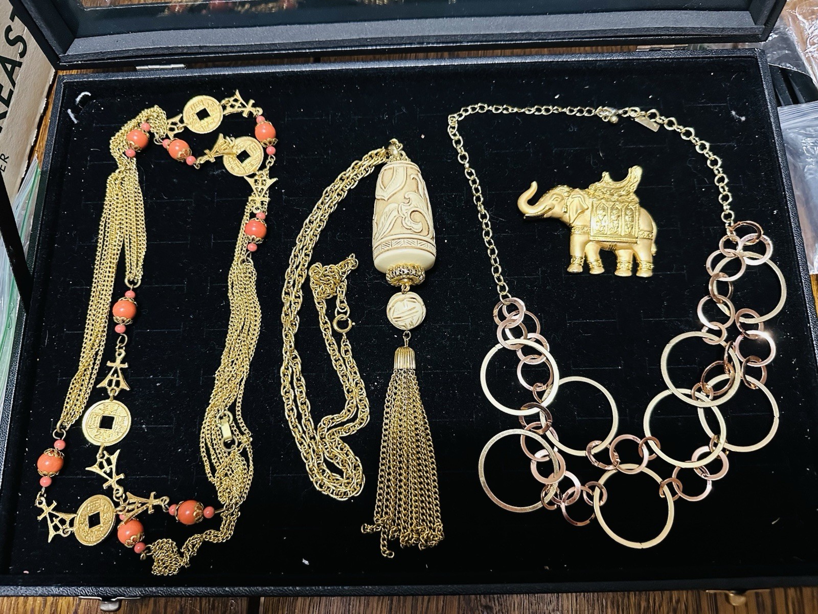 Vintage Asia Elephant Lot Of 4 Costume Jewelry 2 Signed