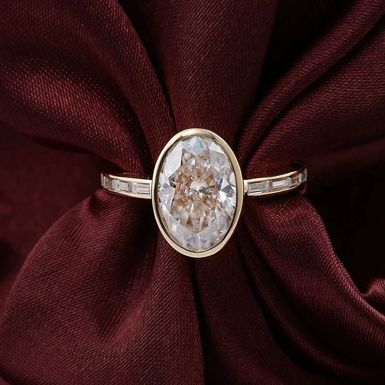 IGI 3.25 CT Oval F-VS1 Lab Grown Diamond Women Wedding Gift Ring 14K Yellow Gold