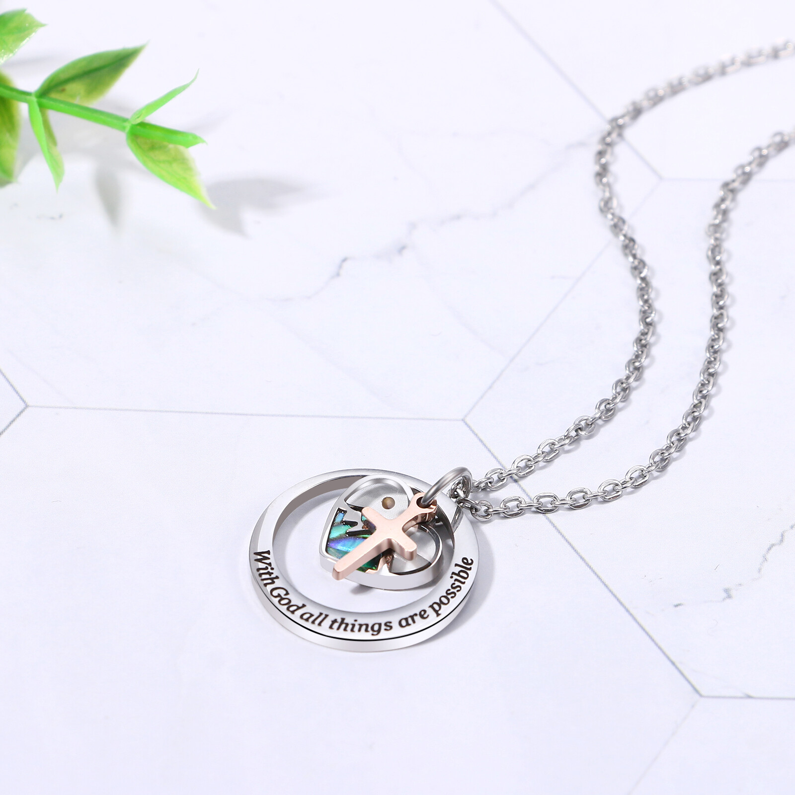 Mustard Seed Faith Necklace With God All Things are possible Cross Pendant Chain