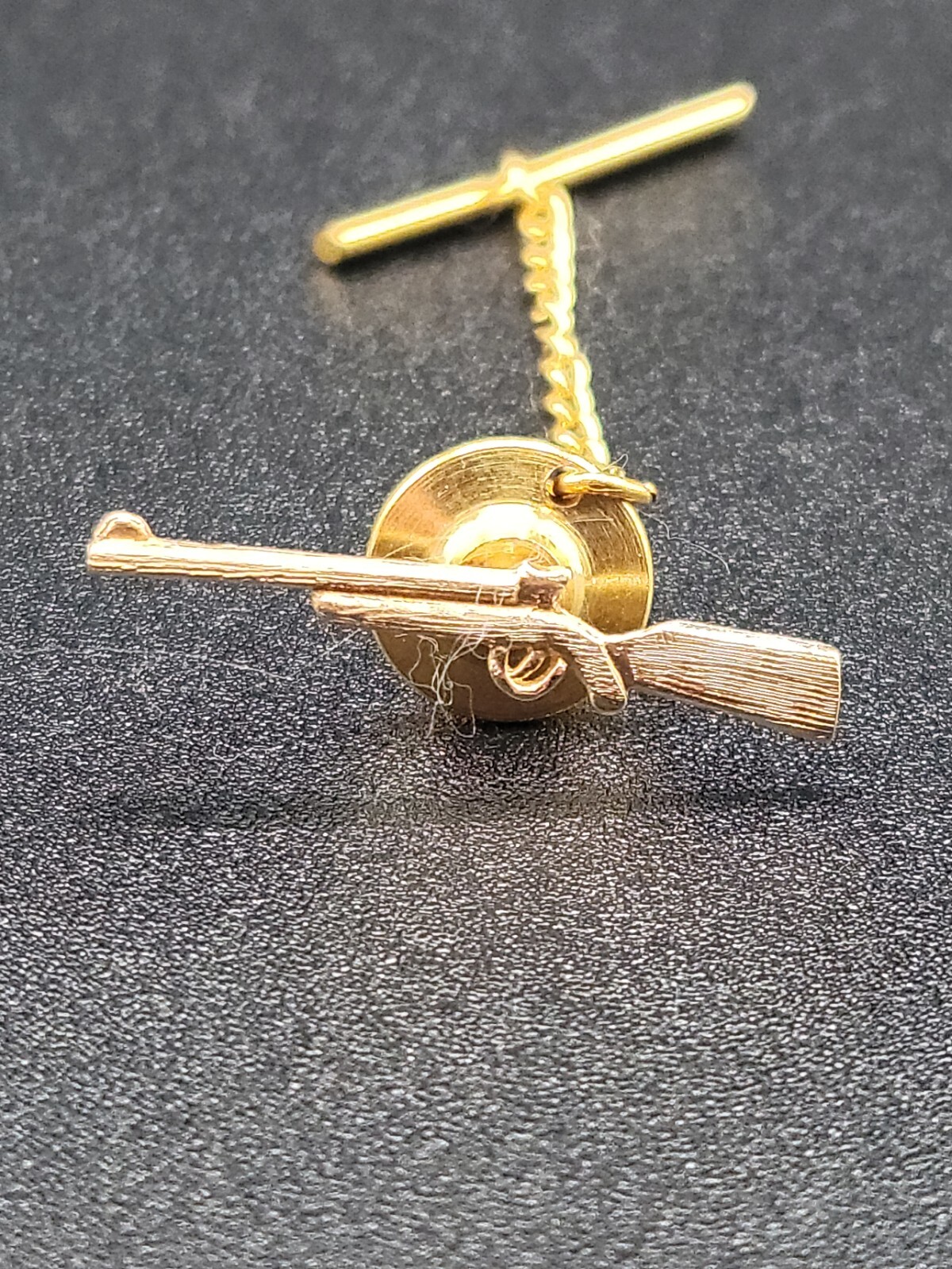 14K Gold Antique Figural Rifle Gun Tie Clip Pin Rare Must See Makers Mark