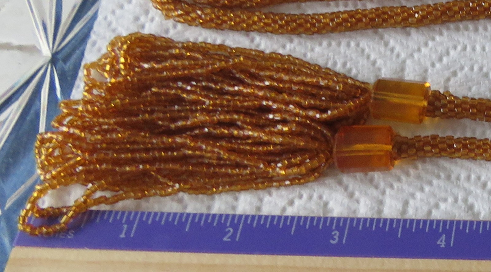 Lot 2 Antique Braun Crystal Opera Beads, Green & Gold Tns, With Braun Case