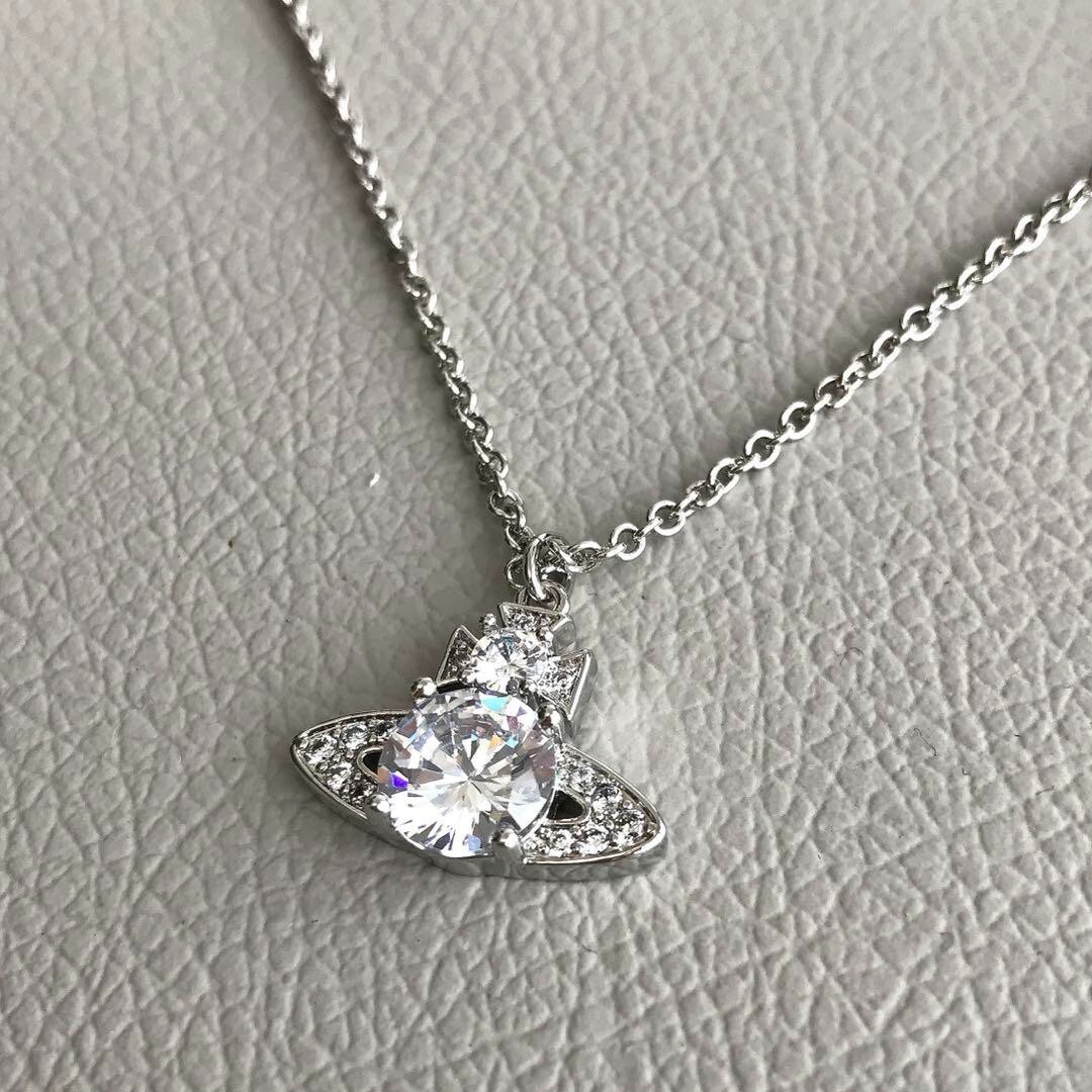 Vivienne Westwood Necklace Petite Orb Rhinestone Women fashion Accessory Silver