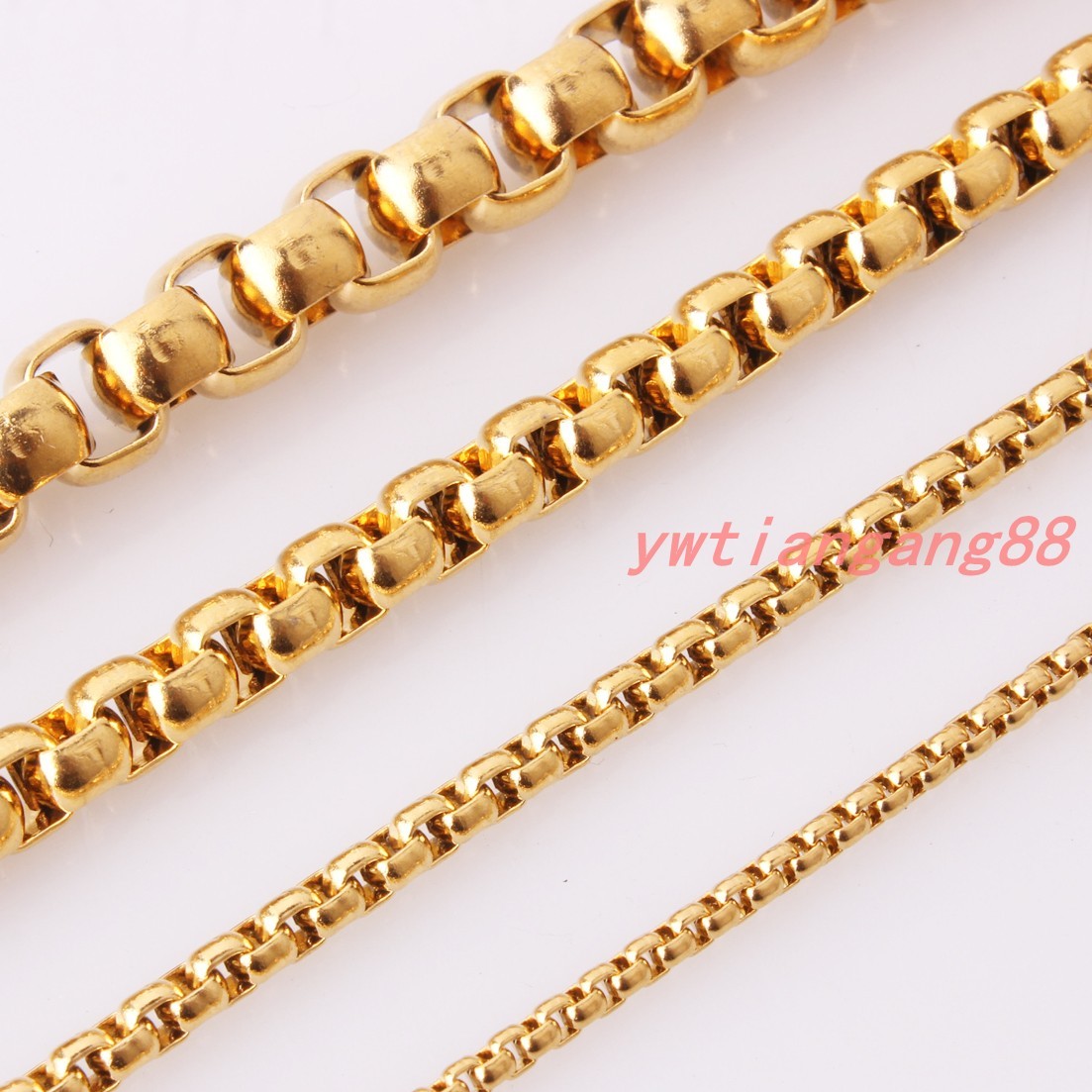 2/3/4/5/7mm Women MEN Chain Gold Stainless Steel Round Box Necklace or Bracelet