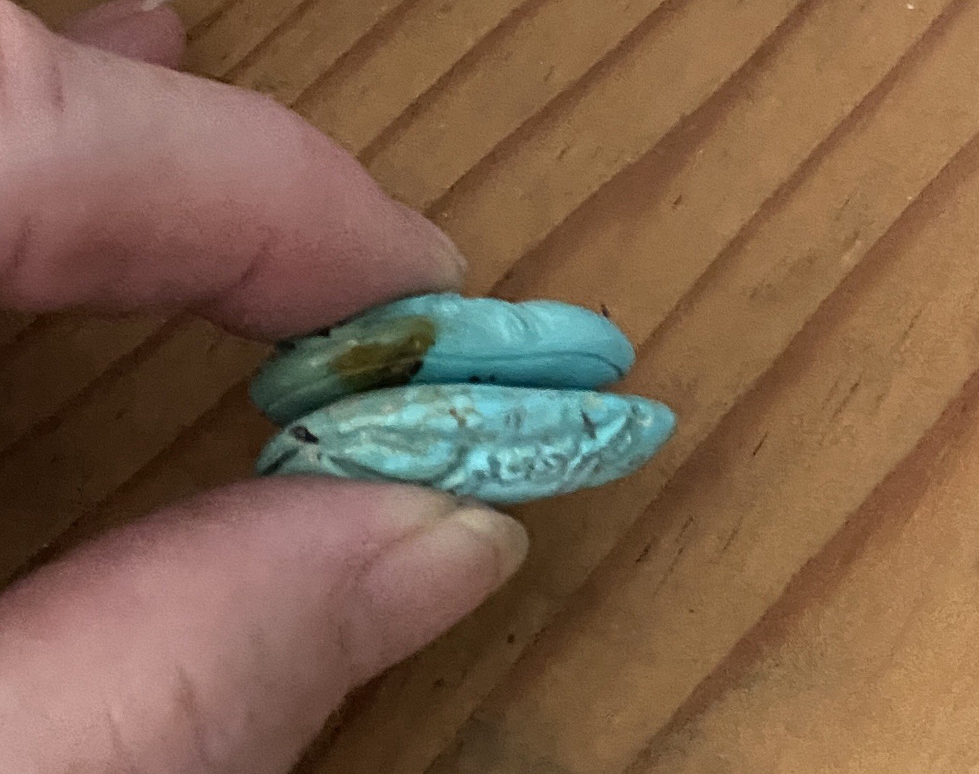 2 Turquoise Carved Pendants Charms Approx 30mm X 17mm