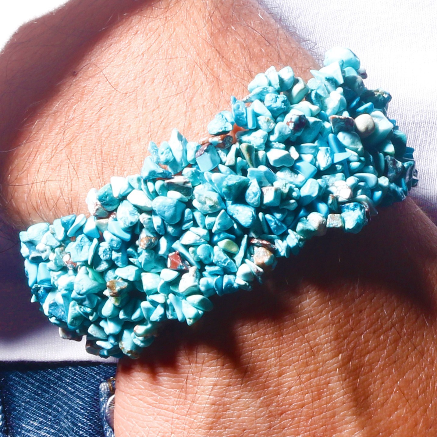 Natural Gemstone Chip Stretch Bracelet Multi Layer Beaded Jewelry Choose Stone