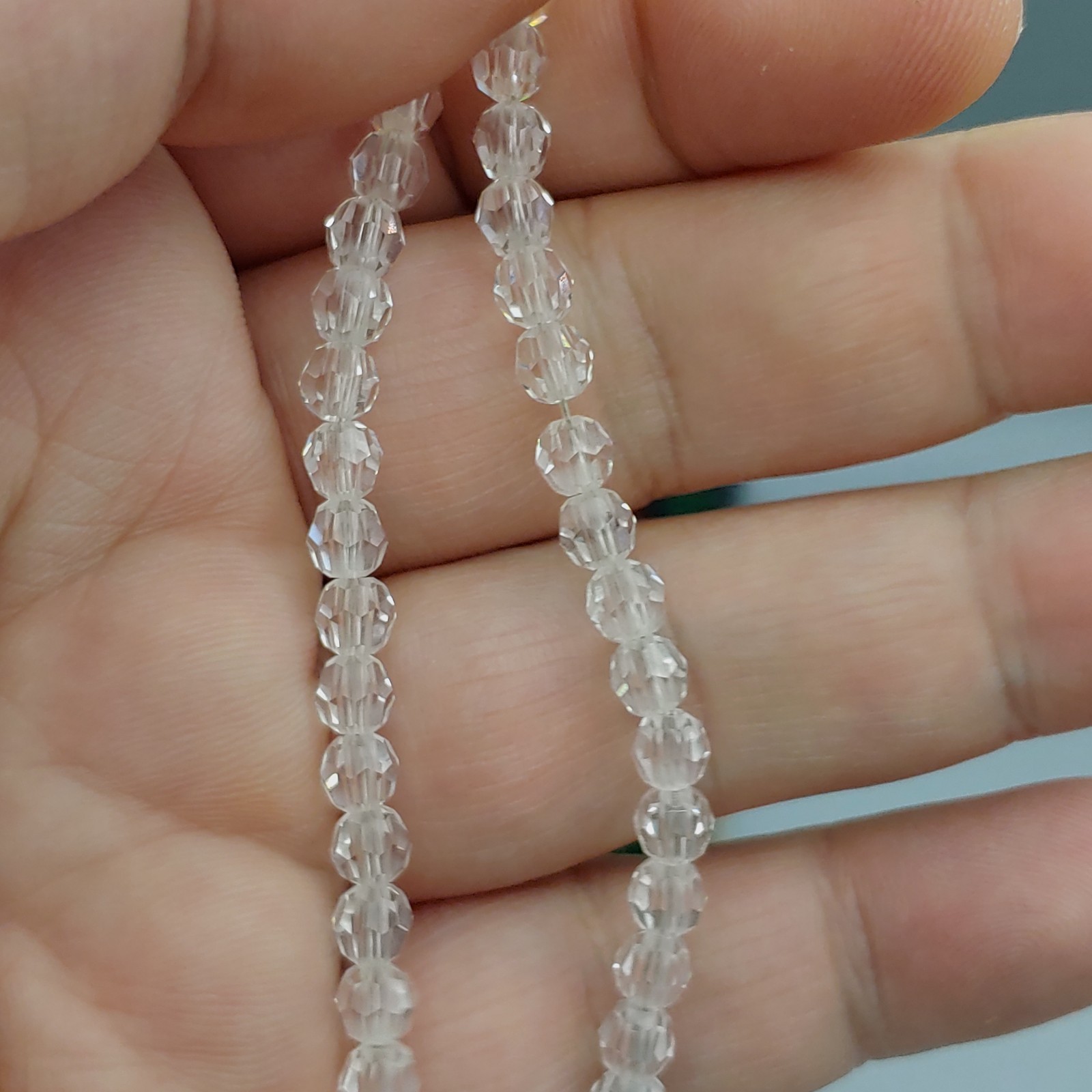 Diamond Quartz Crystal Necklace 12k GF 18″ 5mm Round Filigree Vintage