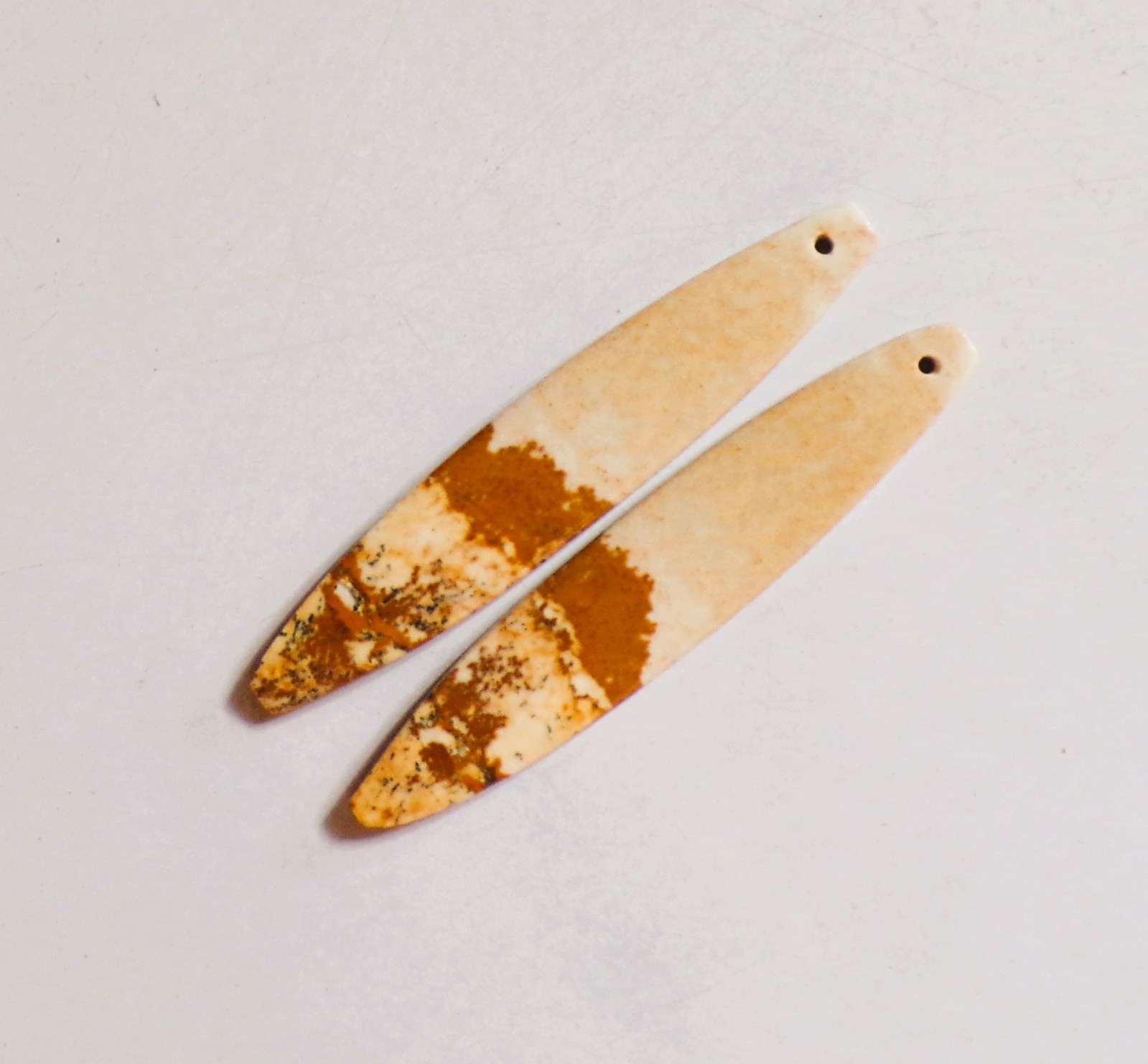 28.30 Cts Natural Picture Jasper Drilled Cabochon Match Pair Gemstone 50X10MM 55