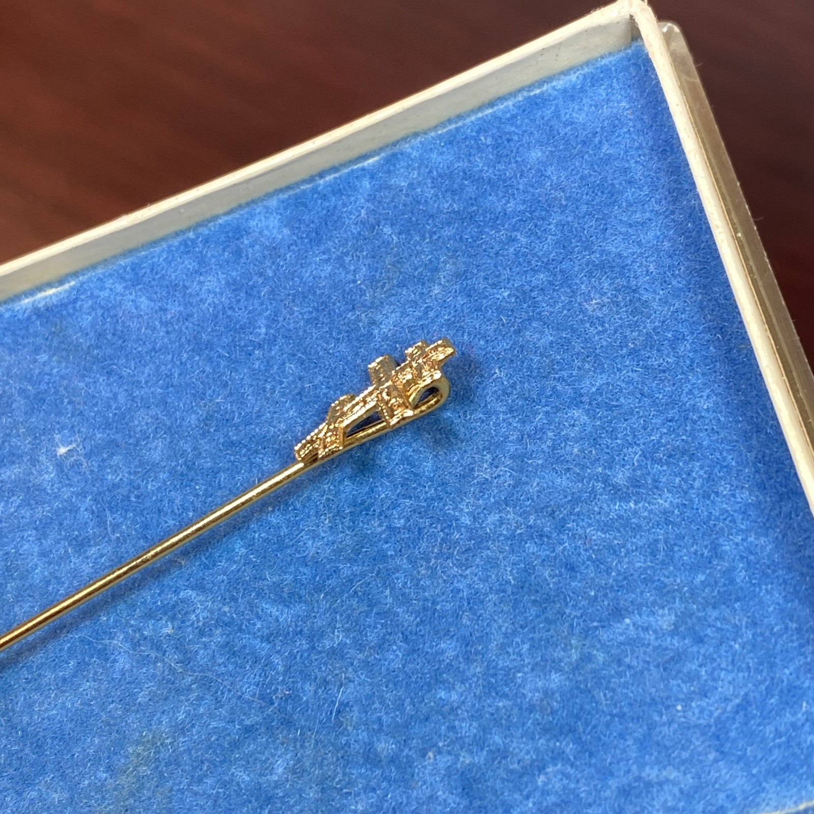 Vtg Orthodox Christian 3 Bar Cross Stick Pin Brooch Gold Tone Nice Detail 2-3/8”