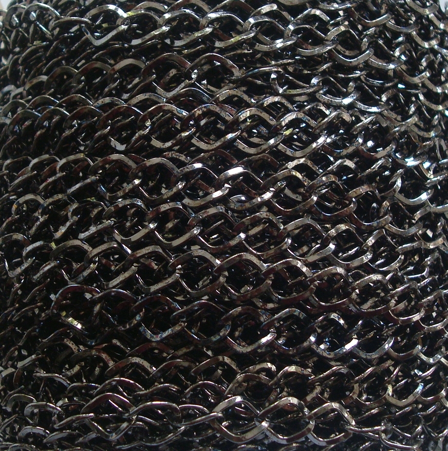 3ft Gunmetal black plated cable chain 8x7mm diamond twist 4 open links in PCH059