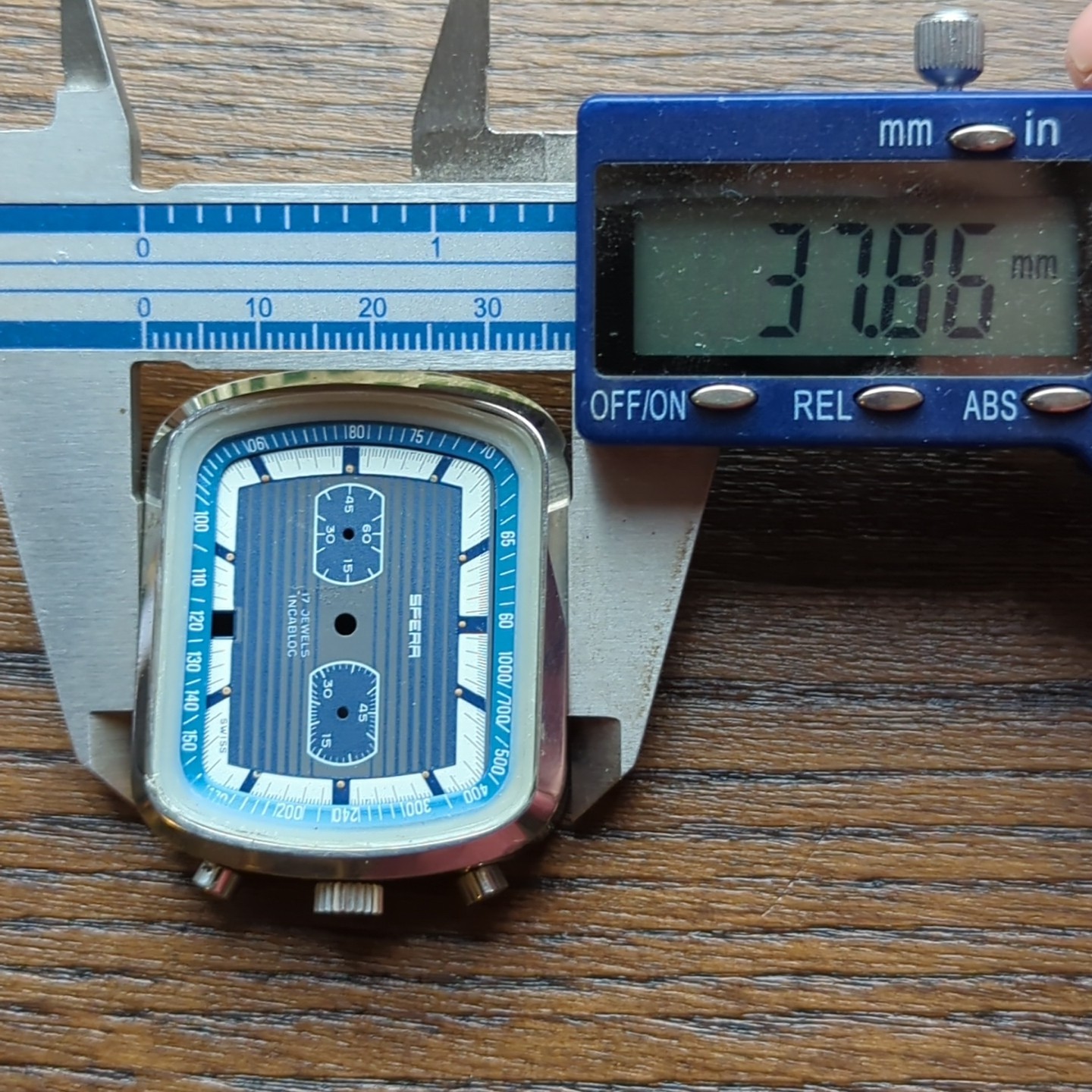 1970s Valjoux 7734 Watch Case Spera Dial, Pushers, Crown Parts (S44)