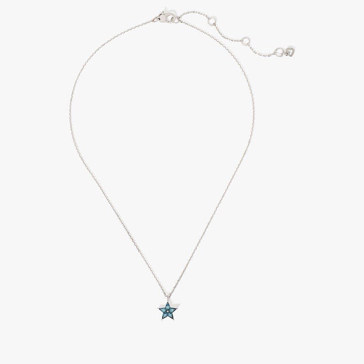 New Kate Spade New York Cosmos Pendant 16” Necklace Blue Crystal/Silver with Tag
