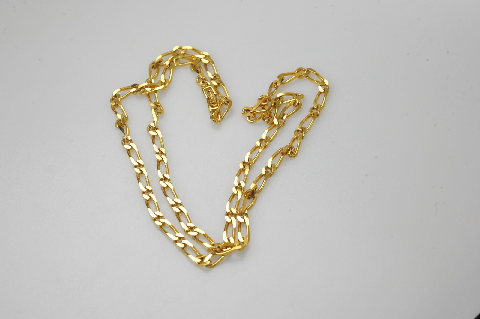 Vintage MONET Figaro Flat Link Gold Tone Chain 30” Long Necklace signed R25
