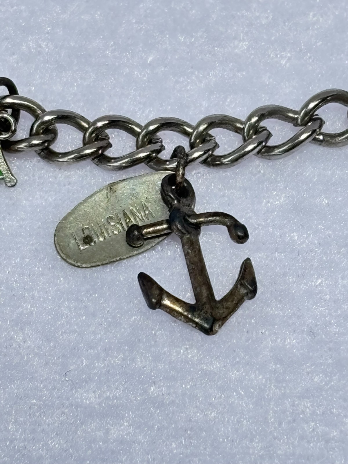 Vintage Sterling Silver Charm Bracelet Travel Themed with 10 Charms 6.5″ length