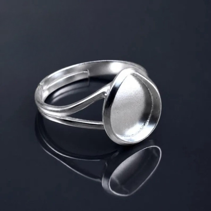 925 Sterling Silver Adjustable 7x9mm Pear Bezel Ring Split Shank Handmade
