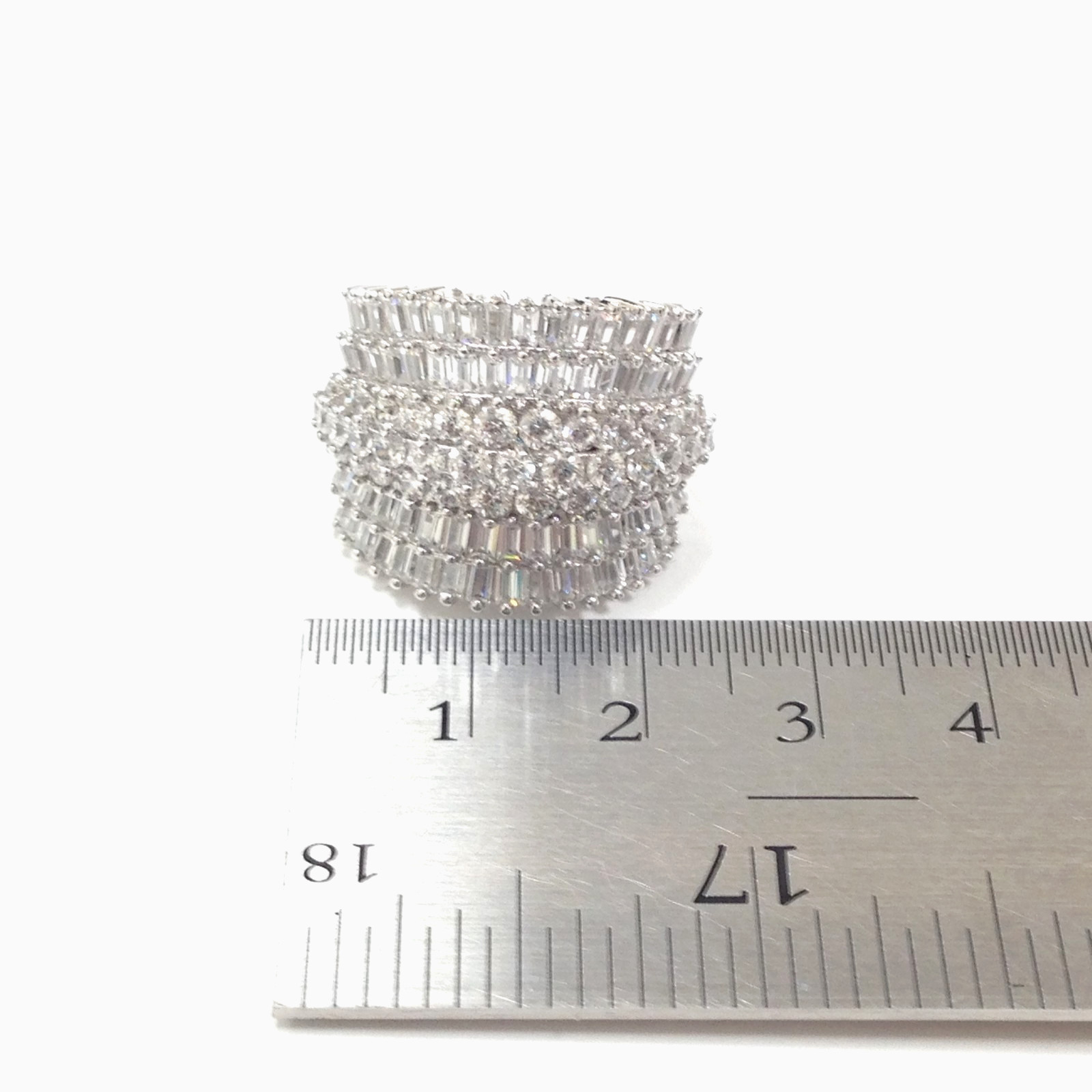 FZN Fuzion Creations Sterling Silver Clear CZ Wide Band Ring Size 8.75 Jewelry
