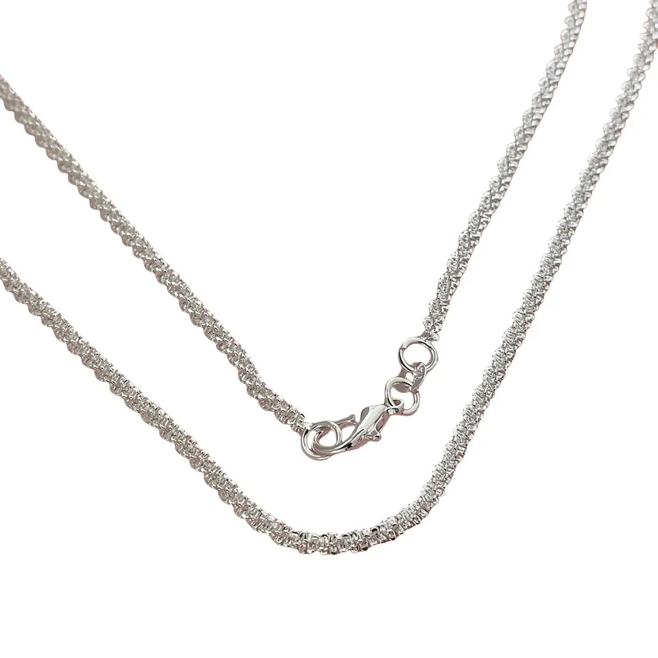 925 Sterling Silver Necklace 2mm Link Chain 40-75cm Adjustable Length Jewelry