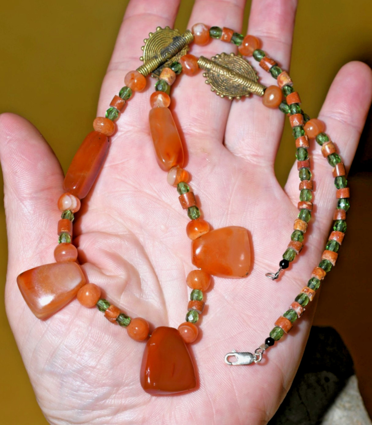 Antique African Carnelian & Bauxite Stone Trade Beads Tribal Adornment Necklace