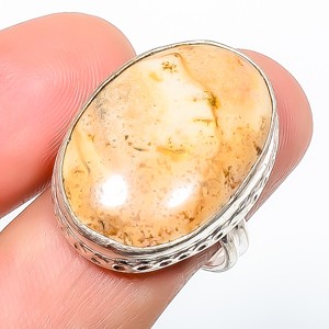 Natural Picture Jasper – Oregon Gemstone 925 Silver Plated Ring s.8.5 TR508-45