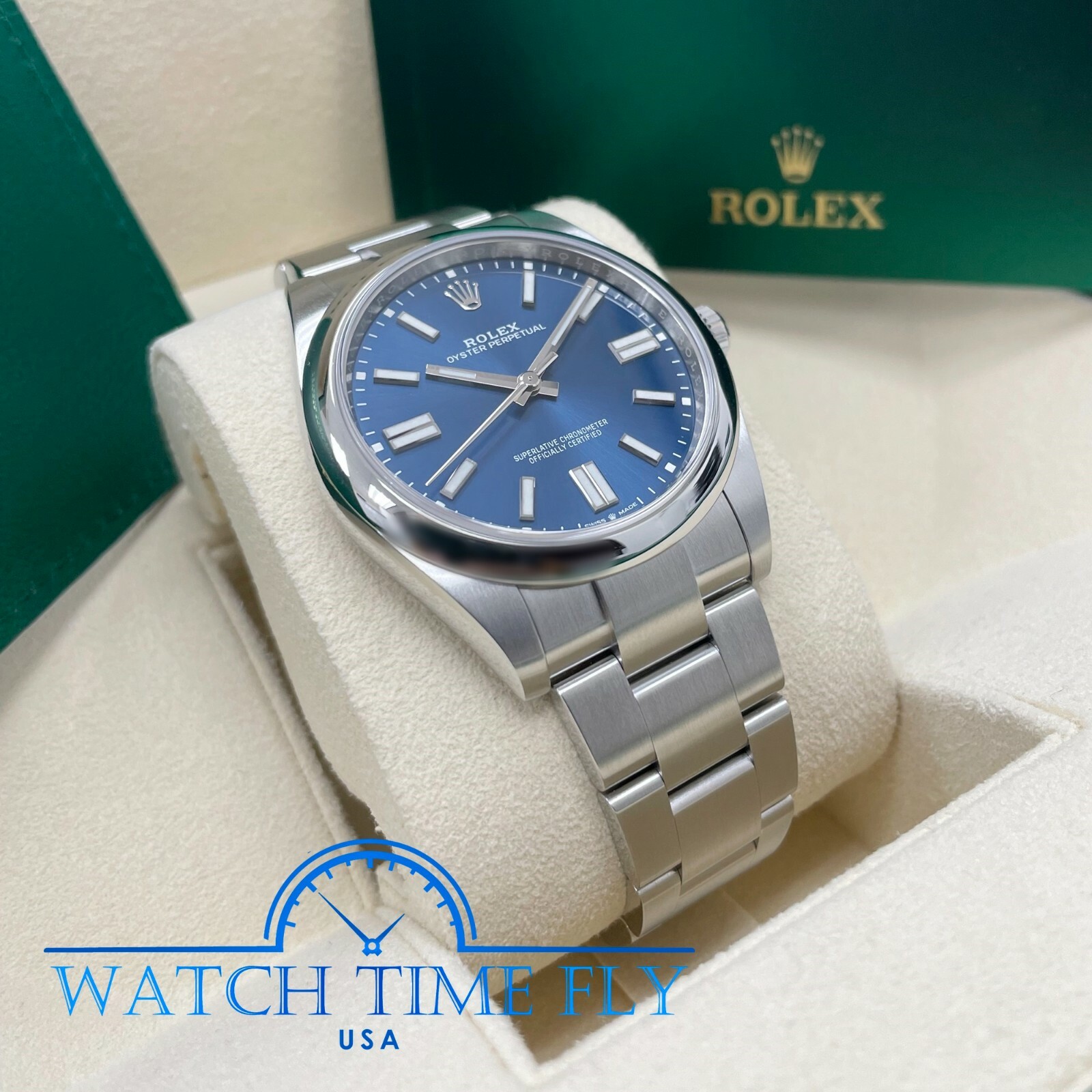 Rolex 2022 UNWORN Oyster Perpetual 41mm 124300 Stainless Steel Bright Blue Dial