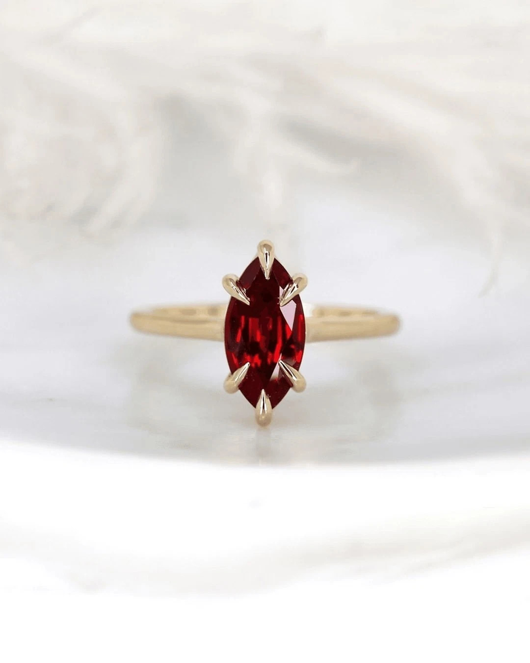 6.50Ct Marquise Cut Natural Ruby & Engagement Ring Solid 14K Yellow Gold All SZ