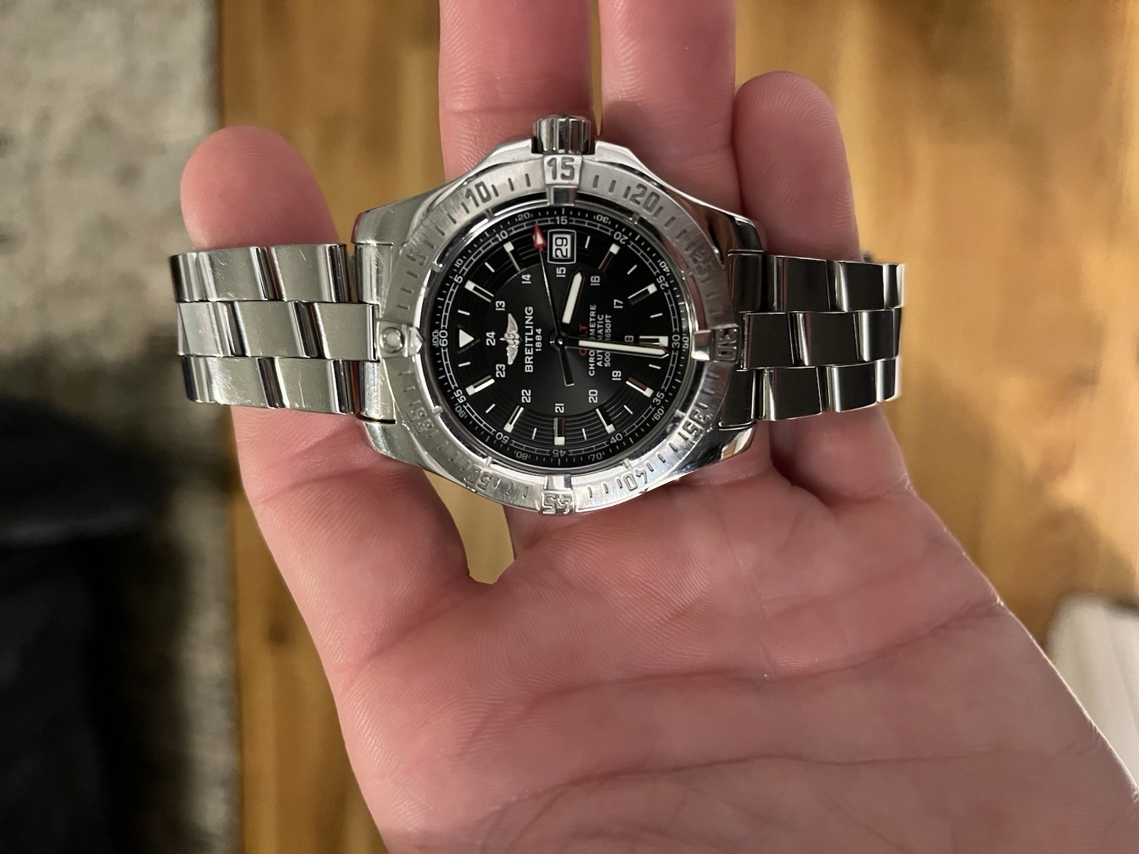 🔥🔥Breitling A17380 Swiss Chronometer Automatic Steel Black Dial Watch