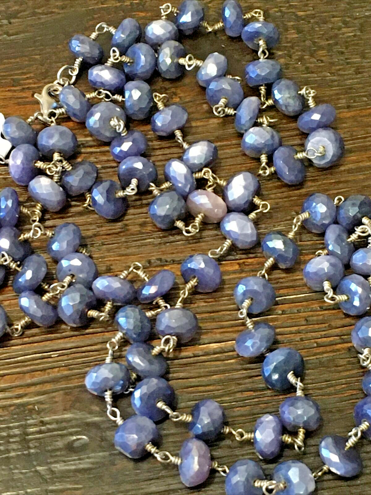 Rarities Metallic-Coated Blue Moonstone Sterling Silver Beaded 36″ Necklace NWT