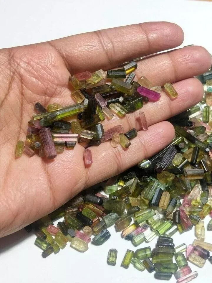 400 Ct Natural Bi-Color/Multicolor Tourmaline Pencil Rough Lot Loose Gemstone