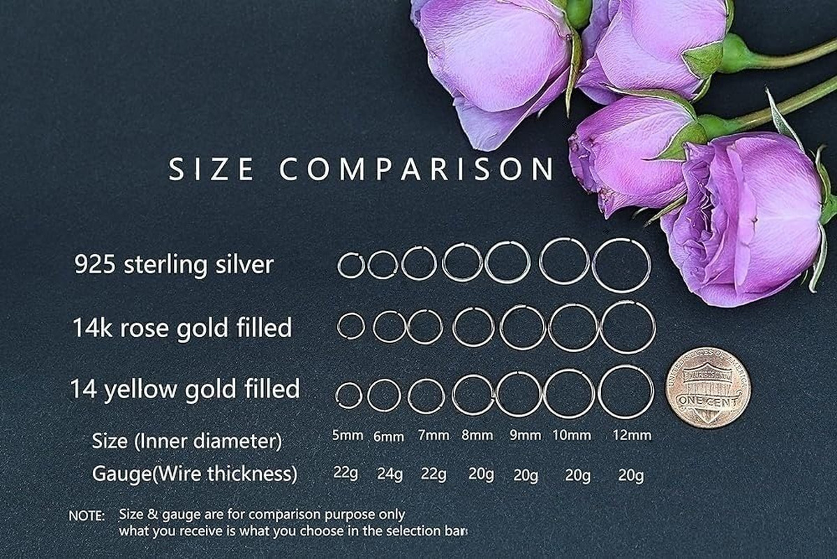 Small Gold or Sterling Silver Huggie Hoop Earrings for Women Cartilage Nose Heli