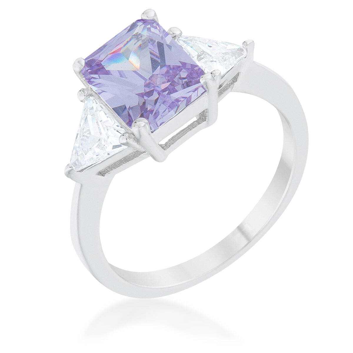 Classic Lavender White Gold Rhodium Plated Engagement Ring Cubic Zirconia 4.5ct