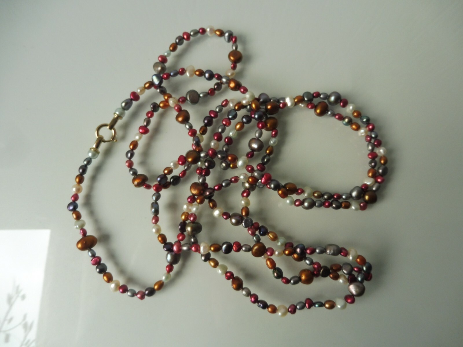 Beautiful Multicoloured Chain Bead Chain,ca.180 CM,Gold Plated Pierre Lang,Rare