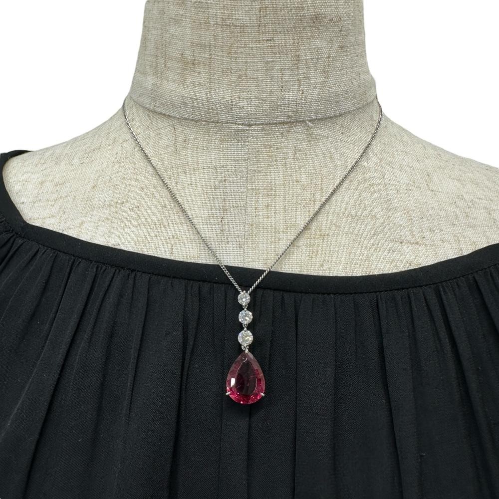 Drop motif Ruberite tourmaline 8.63ct diamond 1.00ct Pendant top Pt900Platin…